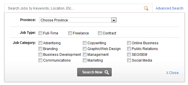 Advanced Job Search Box