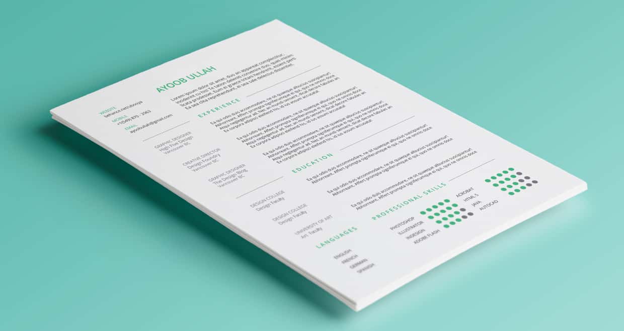 FreshGigs Resume Design